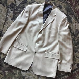 John Ashford Silk Herringbone Sport Coat Blazer Jacket in Cream